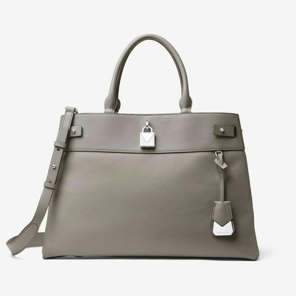 Michael Kors Gramercy Gray Leather Purse Bag - Picture 1 of 7